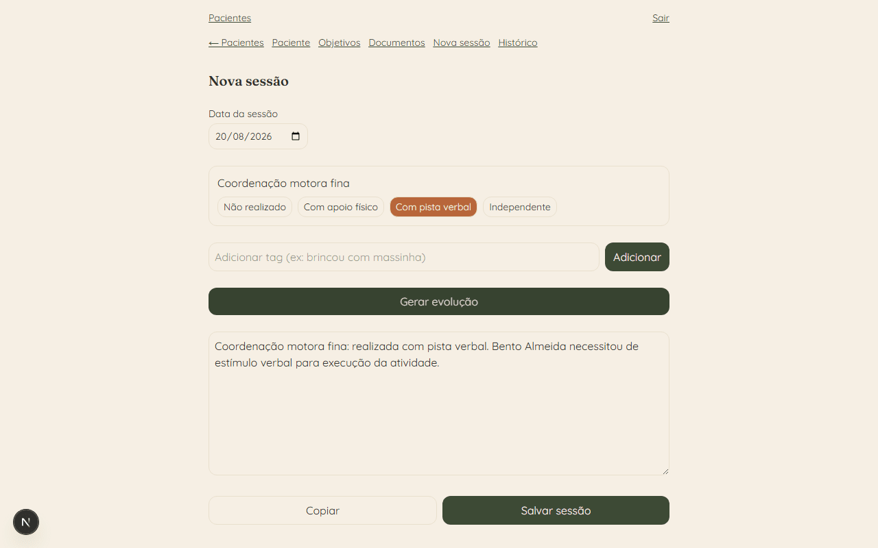 Texto de evolução gerado pela IA